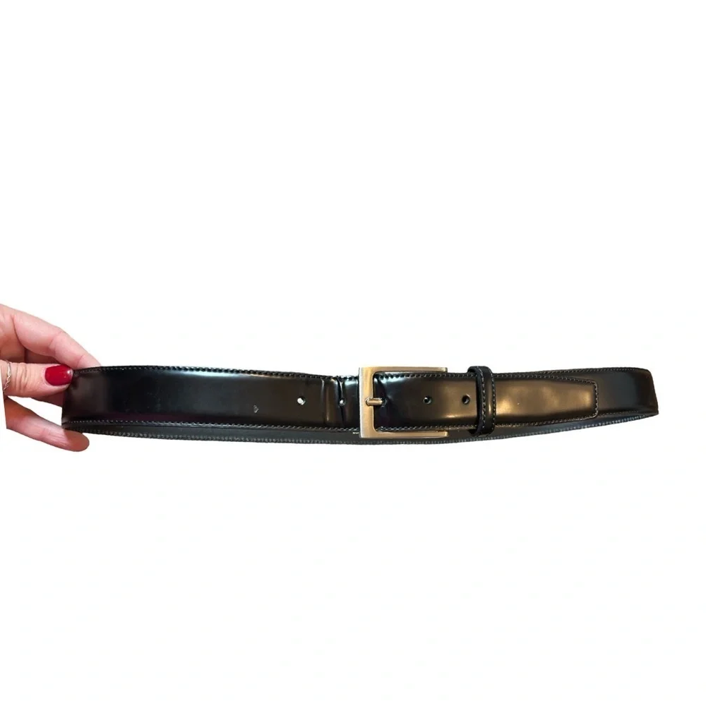 🇮🇹Italian Handmade Black Leather Belt – Size 38